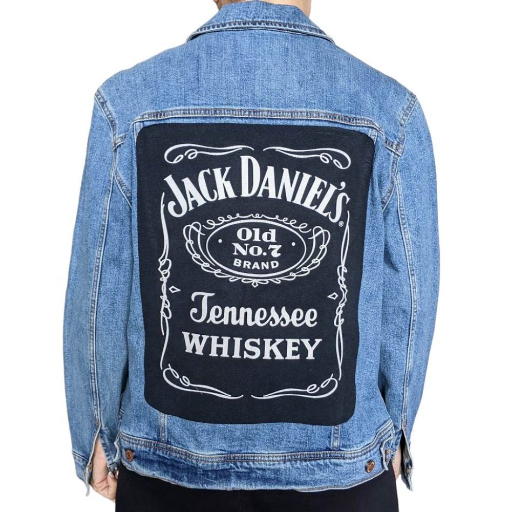 Jack Daniel's Tennessee Whiskey Jean Jacket Repurposed One Of A Kind Upcycled Xl